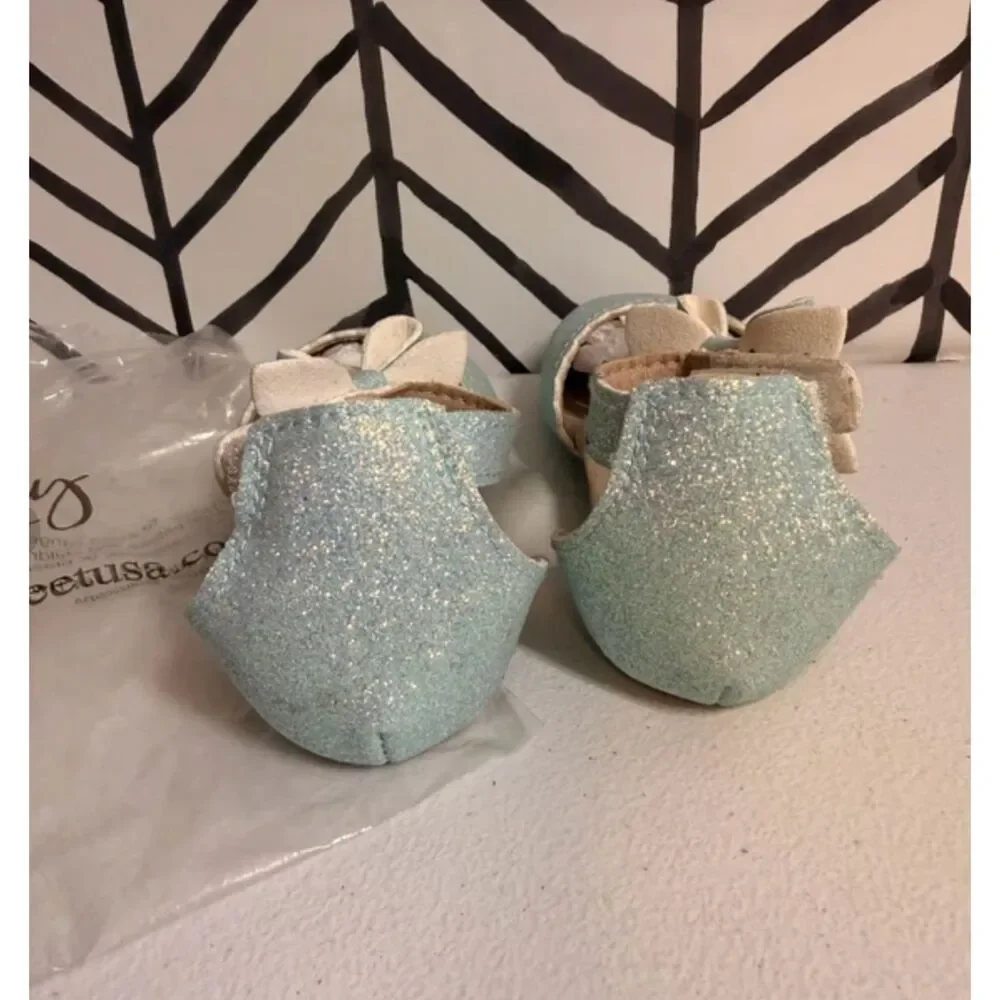 Monkey Feet Blue Sparkle Dress Shoes Toddler Girl 18-24m/9c 5018